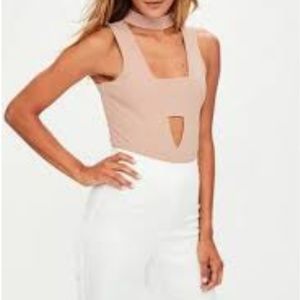 NWT| Nude V plunge Bodysuit